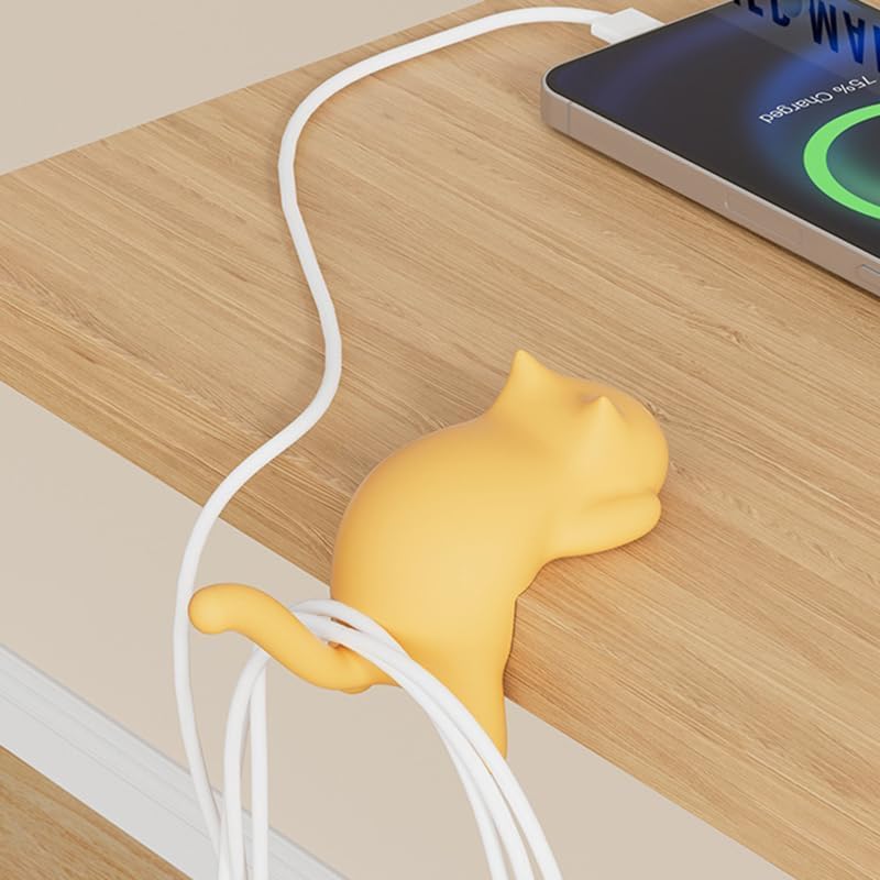 Cute Cat Desk Hook – Self Adhesive Table Side Hanger for Bags, Headphones & Cables; f
