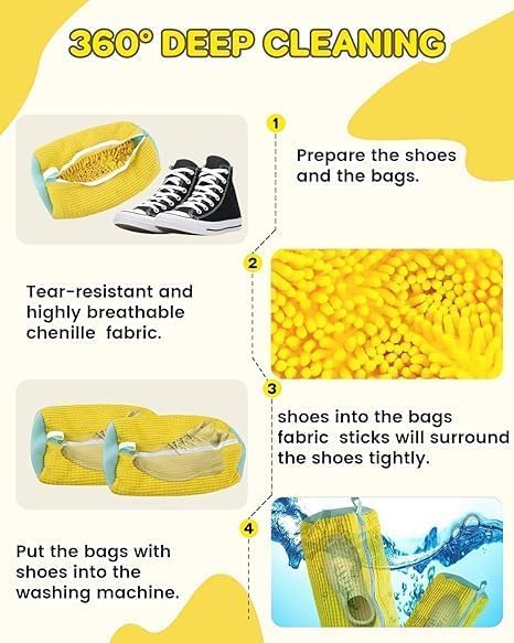 Universal Shoe Wash Bag | Shoe Cleaning & Protection Bag for Washer and Dryer :f