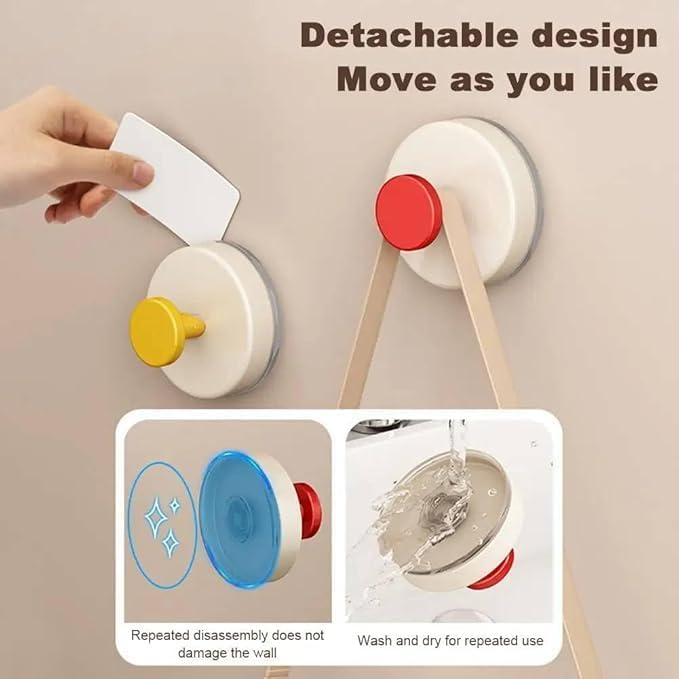 Reusable Heavy-Duty Suction Cup Hooks (Set of 4) – Removable Waterproof Wall Hooks;f