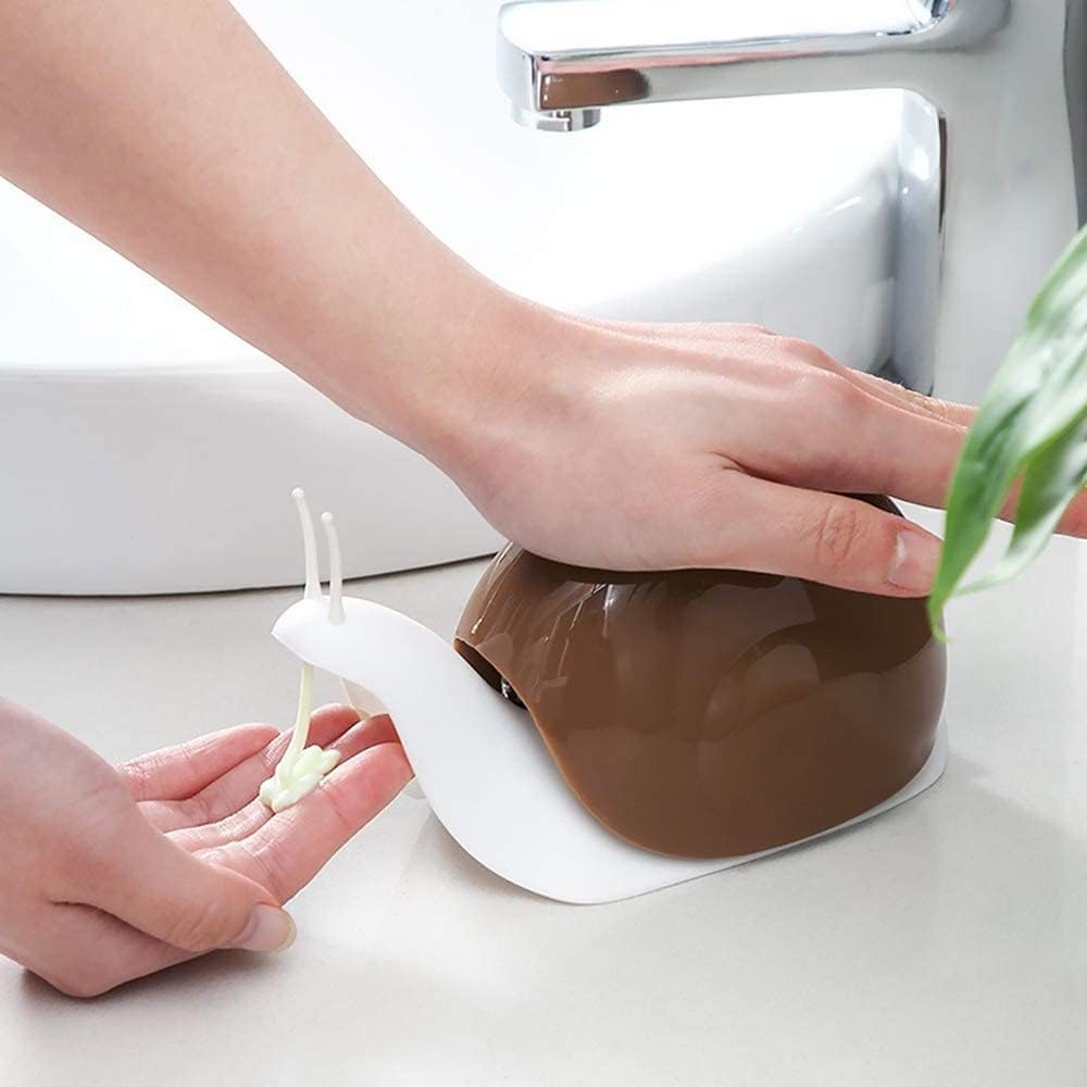 Cute Snail Liquid Soap Dispenser – Refillable Bathroom & Kitchen Hand Wash Pump; f