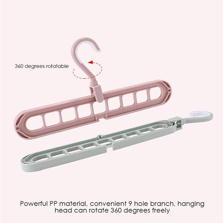 Magic Foldable Hanger | 9-Hole Multi-Layer Clothes Organizer for Wardrobe & Dorm :f