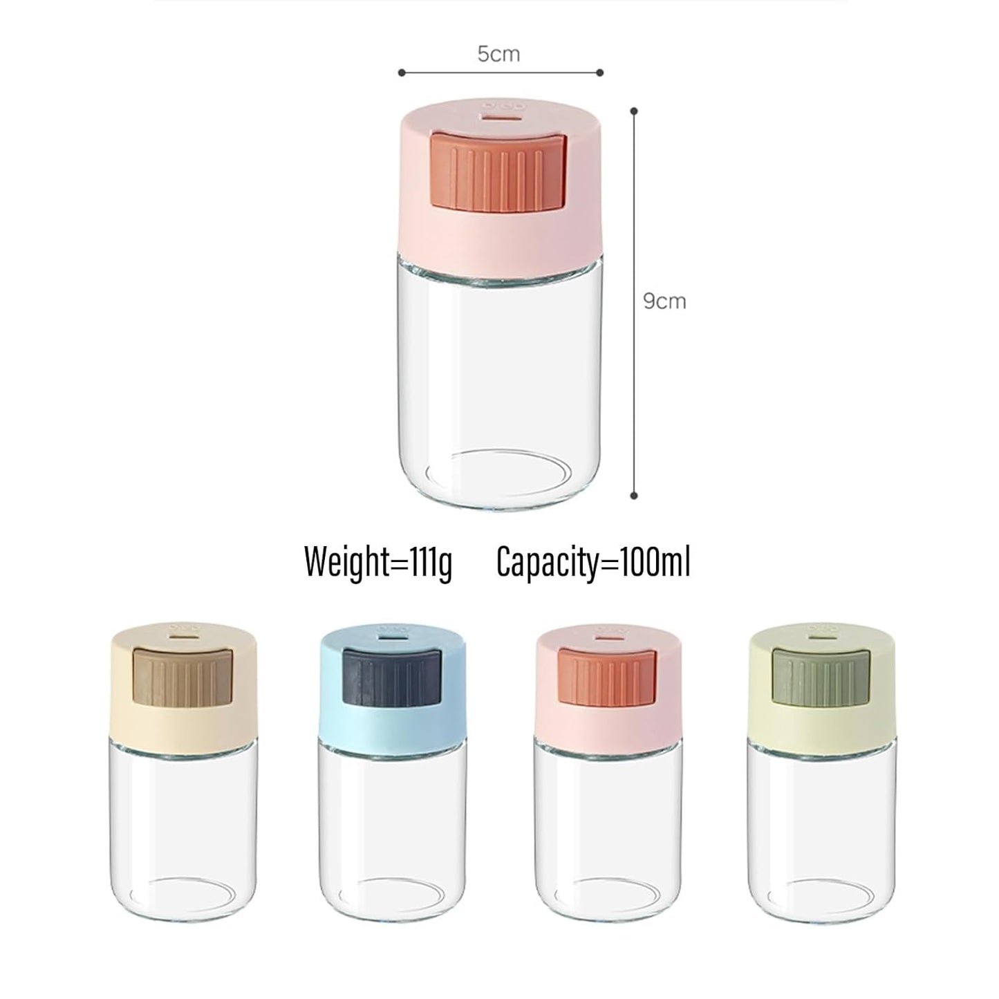 Glass Measure Spice Bottle for Kitchen - For All Spices, Seasoning Made Easy-.g