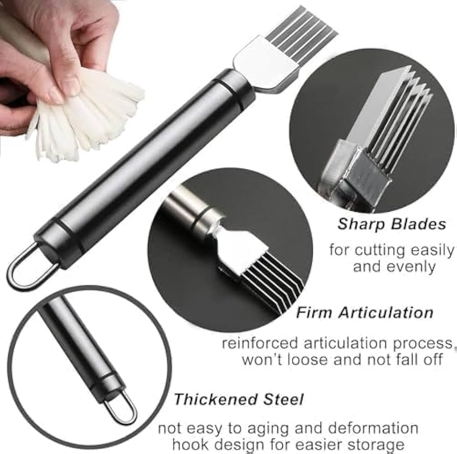 All-in-One Kitchen Vegetable Grater – 6-Blade Stainless Steel Slicer for Garlic, Onion & Fresh Produce: f