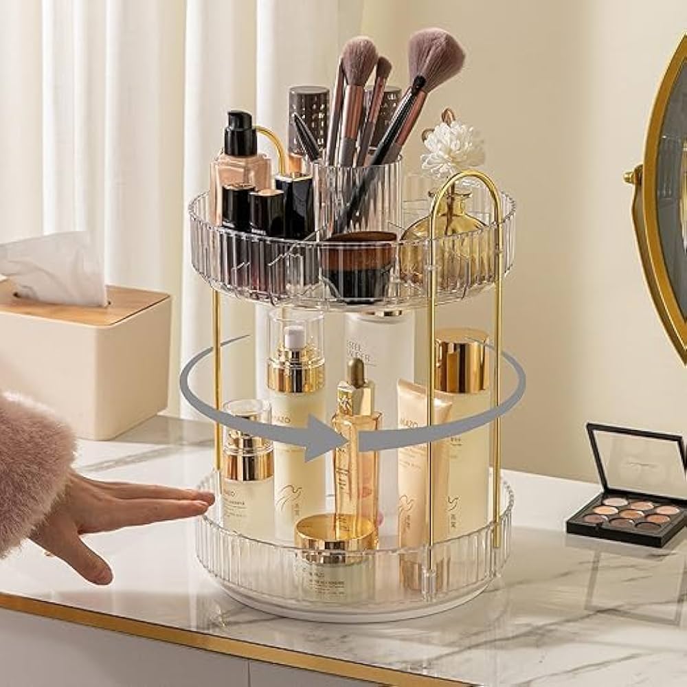 360° Makeup Organizer Carousel – Multipurpose Makeup Storage Rack for Vanity: f