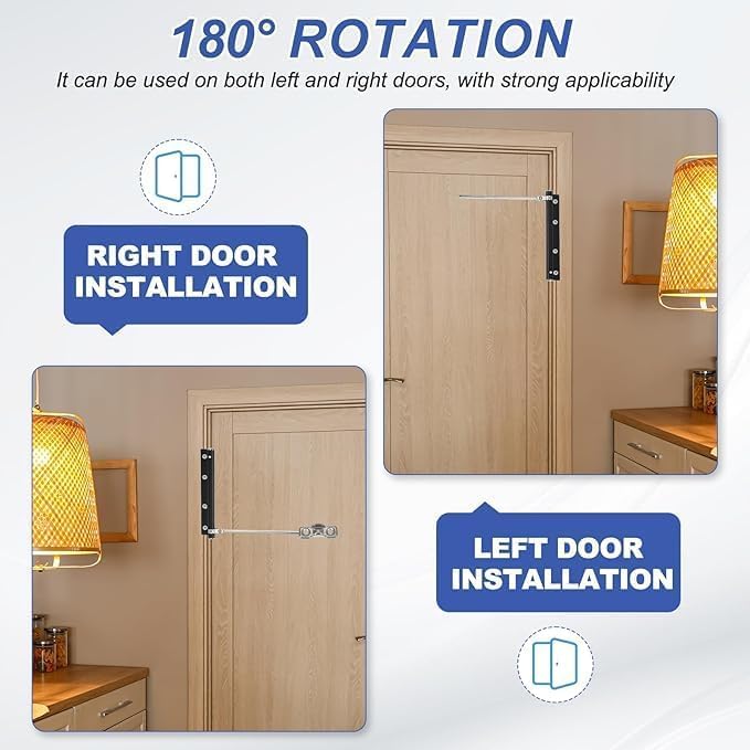 Automatic Spring Door Closer – Heavy Duty Adjustable Door Closer for Residential & Commercial Use;f