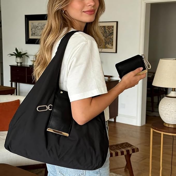 Foldable Reusable Shopping Tote Bag with Keychain Pouch – Lightweight Water-Resistant Grocery Bag :f