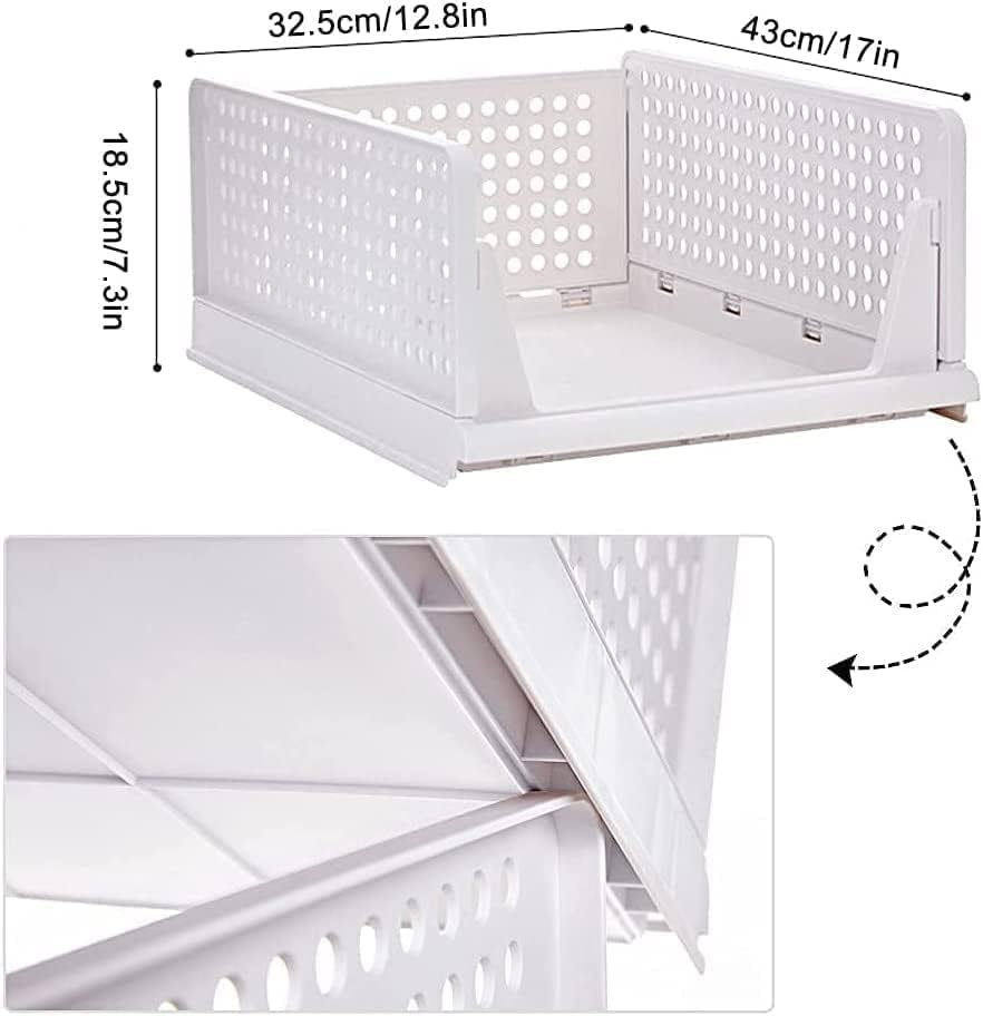 Foldable Clothes Organizer for Wardrobe – Stackable Storage Rack for Clothes, T-Shirts, Pants & Linen :f