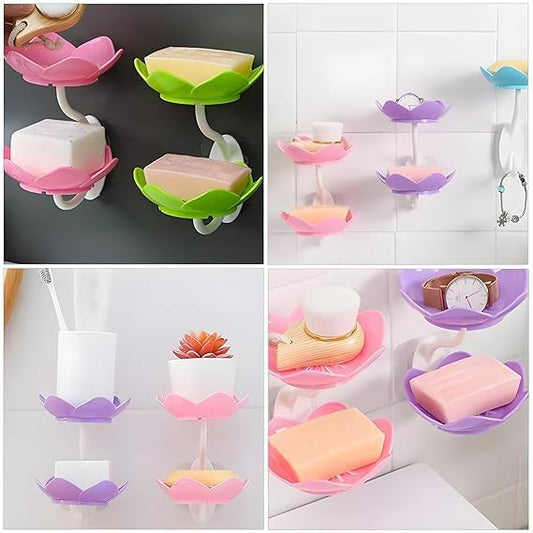 Lotus Sink Soap & Sponge Holder(Pack of 2) – No-Drill Adhesive Rack : f