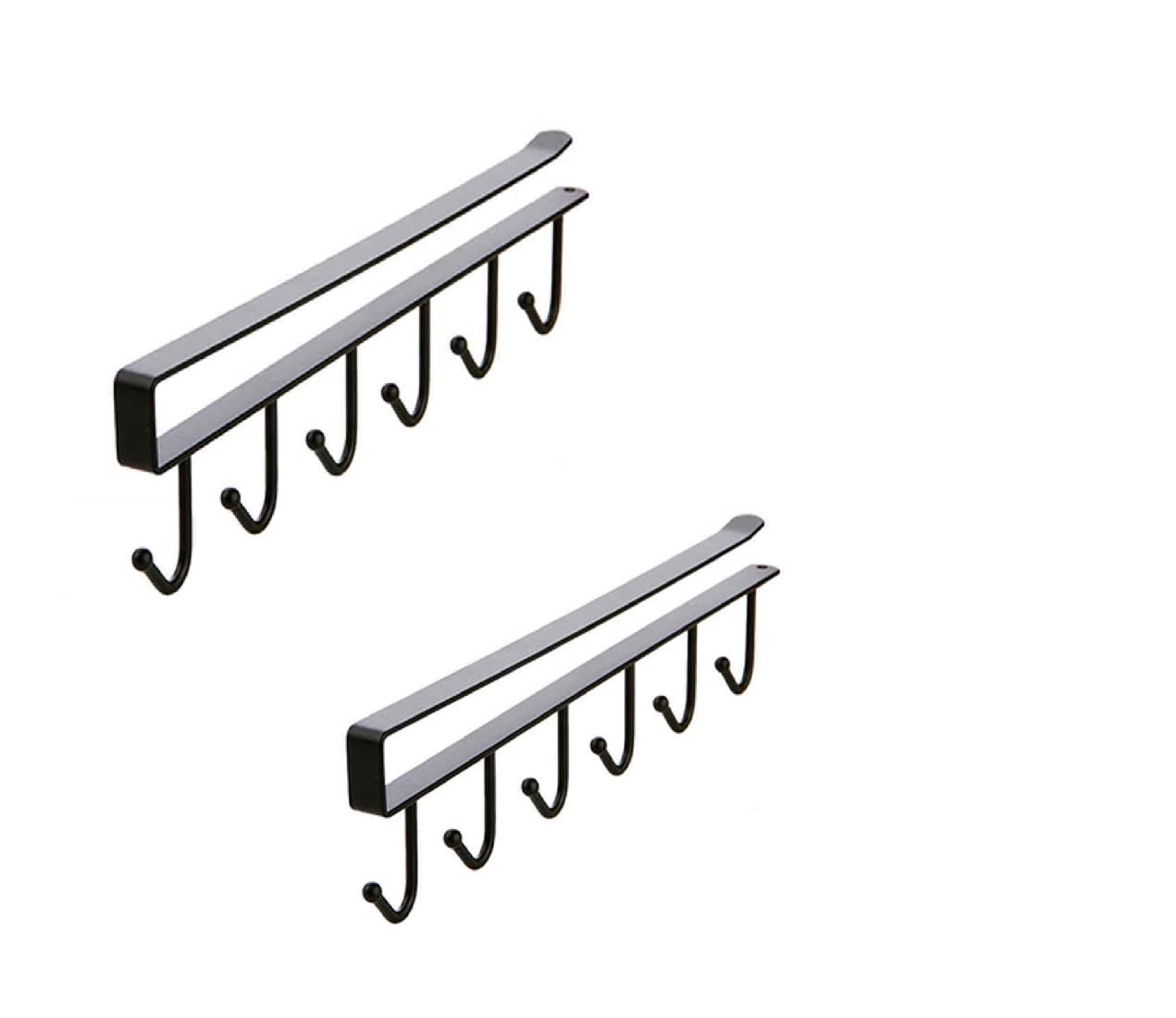 Under-Shelf 6-Hook Mug & Cup Holder Rack (pack of 2)– Space-Saving Kitchen Cabinet Organizer,g