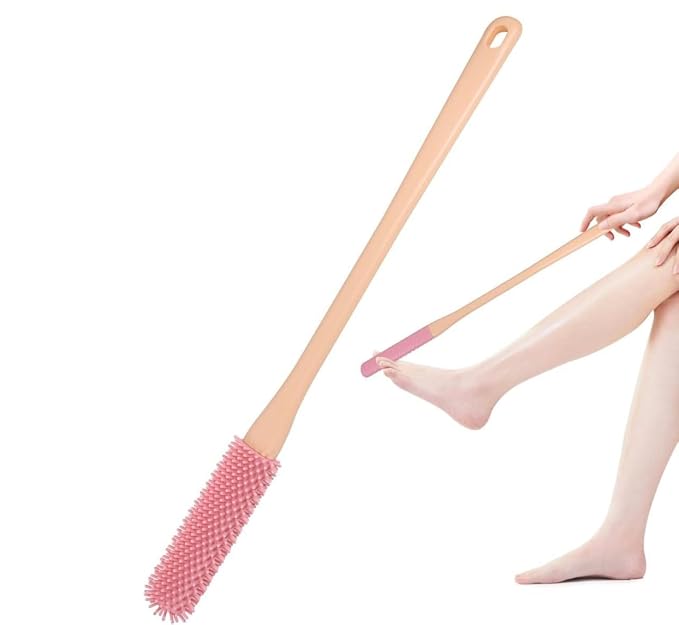 2-in-1 Silicone Foot Cleaning Brush with Long Handle | Foot & Toe Scrubber :f