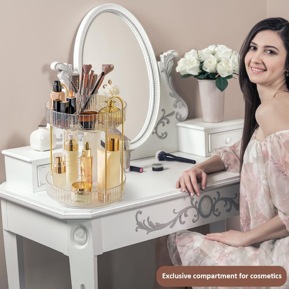 360° Makeup Organizer Carousel – Multipurpose Makeup Storage Rack for Vanity: f