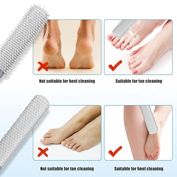 2-in-1 Silicone Foot Cleaning Brush with Long Handle | Foot & Toe Scrubber :f