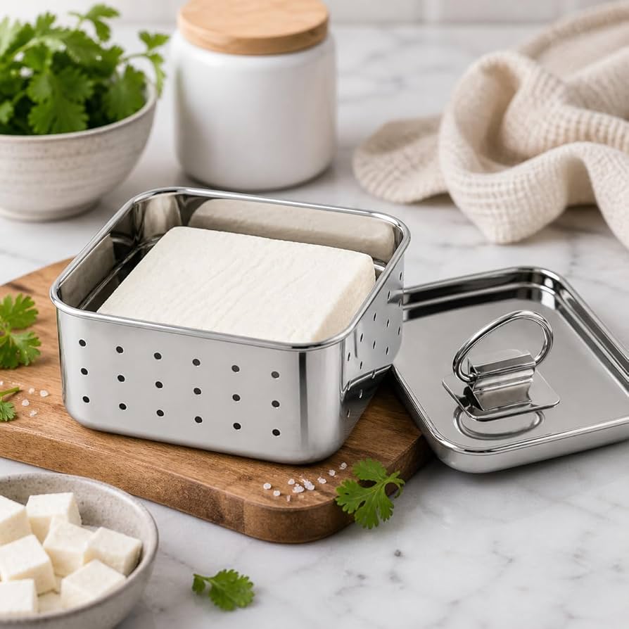 Homemade Paneer Maker Kit – Stainless Steel Press Mould for Fresh Paneer, Tofu & Cheese: f