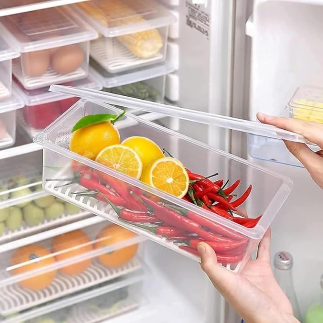 Uniqly- Fridge Storage Containers with Drain plates- Pack of 6: f