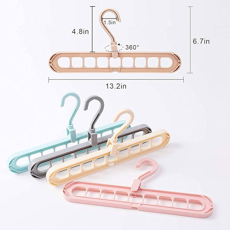 Magic Foldable Hanger | 9-Hole Multi-Layer Clothes Organizer for Wardrobe & Dorm :f