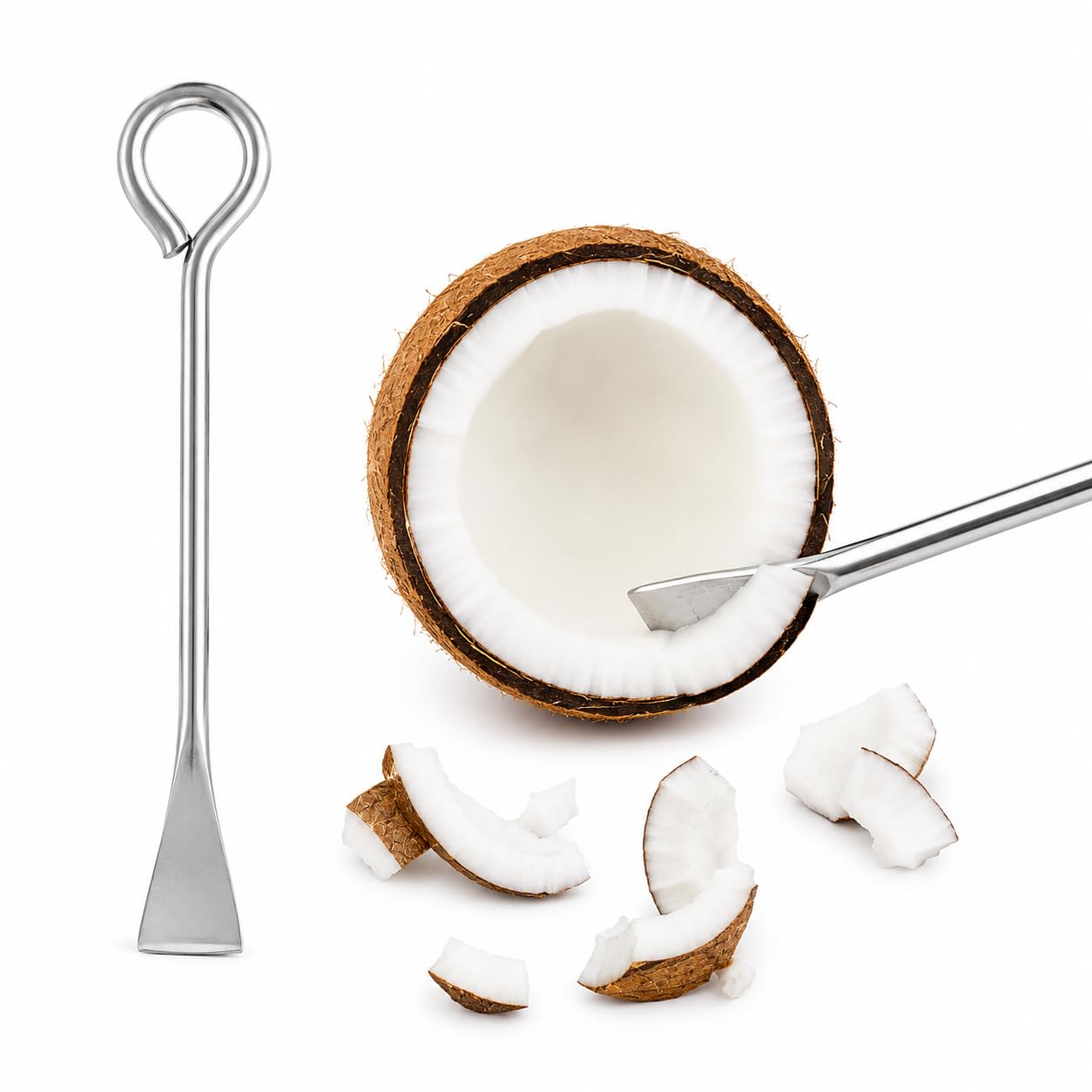 Coconut Slicer, Cutter & Remover – Stainless Steel 2 Pack | Coconut Core Pit Remover & Skin Peeler :f