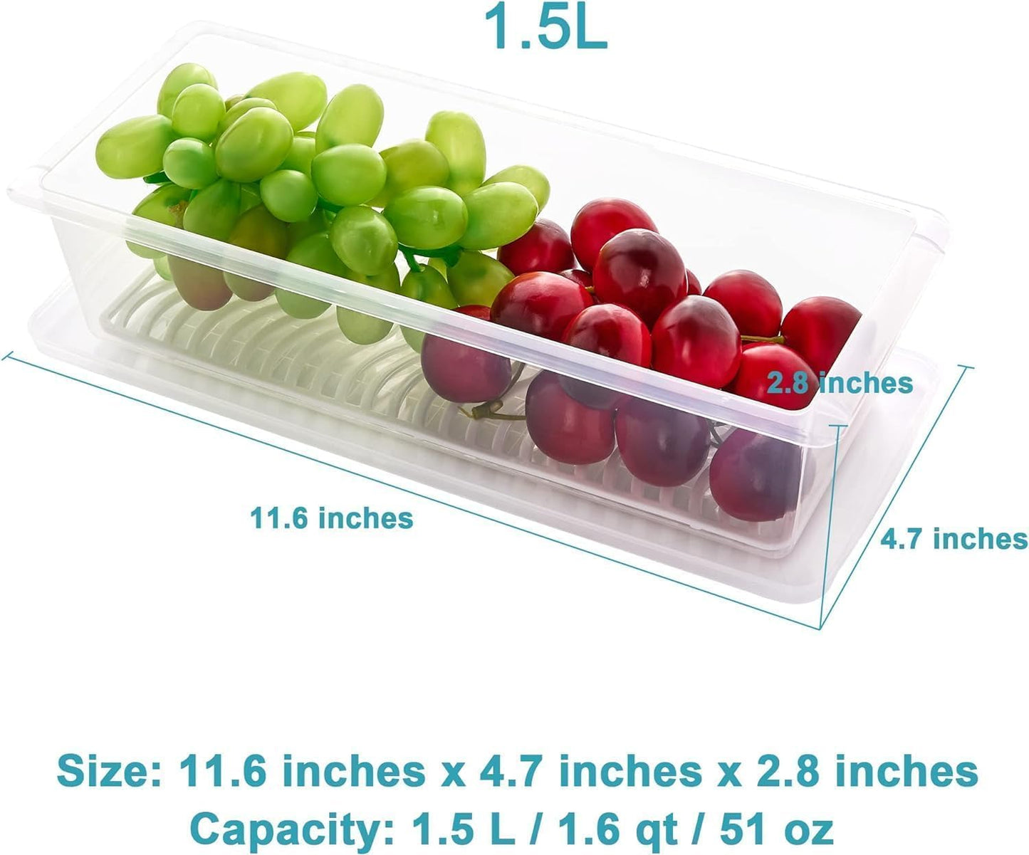 Uniqly- Fridge Storage Containers with Drain plates- Pack of 6: f