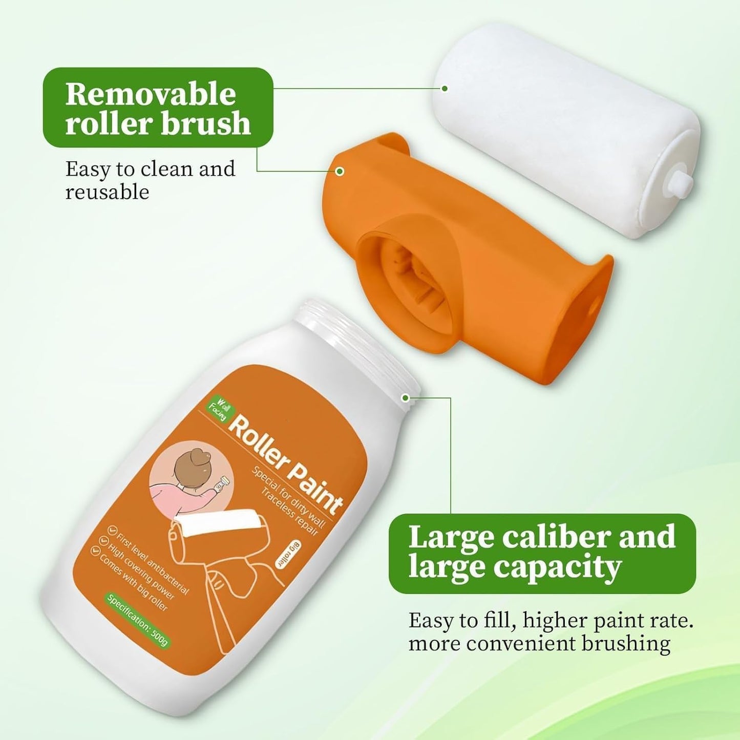 All-in-One Wall Repair Roller Brush – Covers Cracks, Scratches & Dirty Wall Stains: f