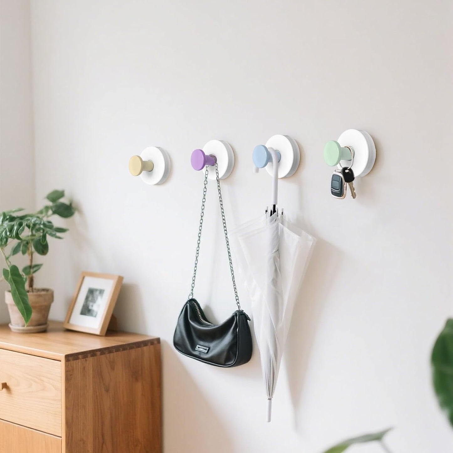 Reusable Heavy-Duty Suction Cup Hooks (Set of 4) – Removable Waterproof Wall Hooks;f