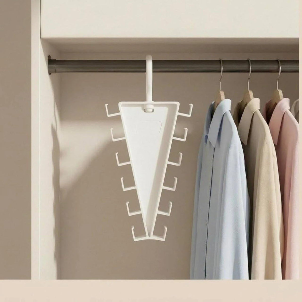 V-Shaped Clothing Organizer Hanger | 12-Hook Double-Sided Closet Storage :f