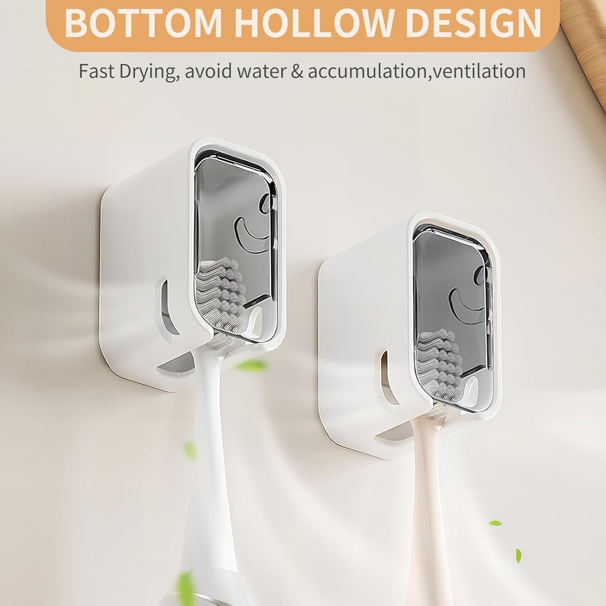 Wall Mounted Toothbrush Holder with Flip Cover | Single Slot Toothbrush Organizer :f