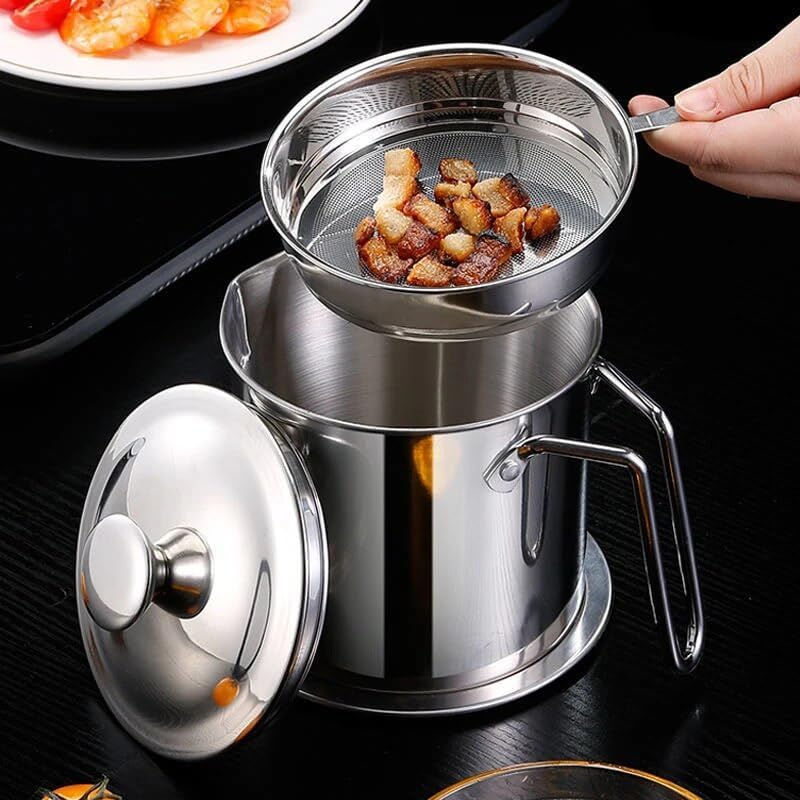 Stainless Steel Oil Filter Jar- Premium and Long Lasting.g