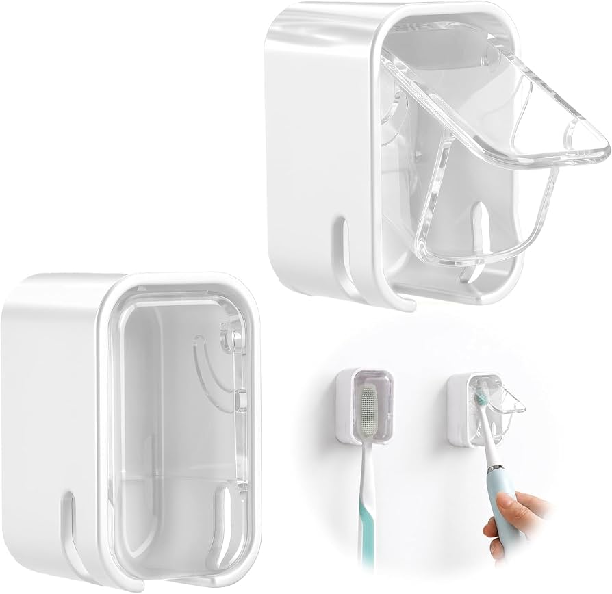Wall Mounted Toothbrush Holder with Flip Cover | Single Slot Toothbrush Organizer :f