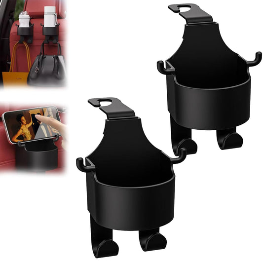 3-in-1 Car Seat Back Hook with Cup Holder (Set of 2); f