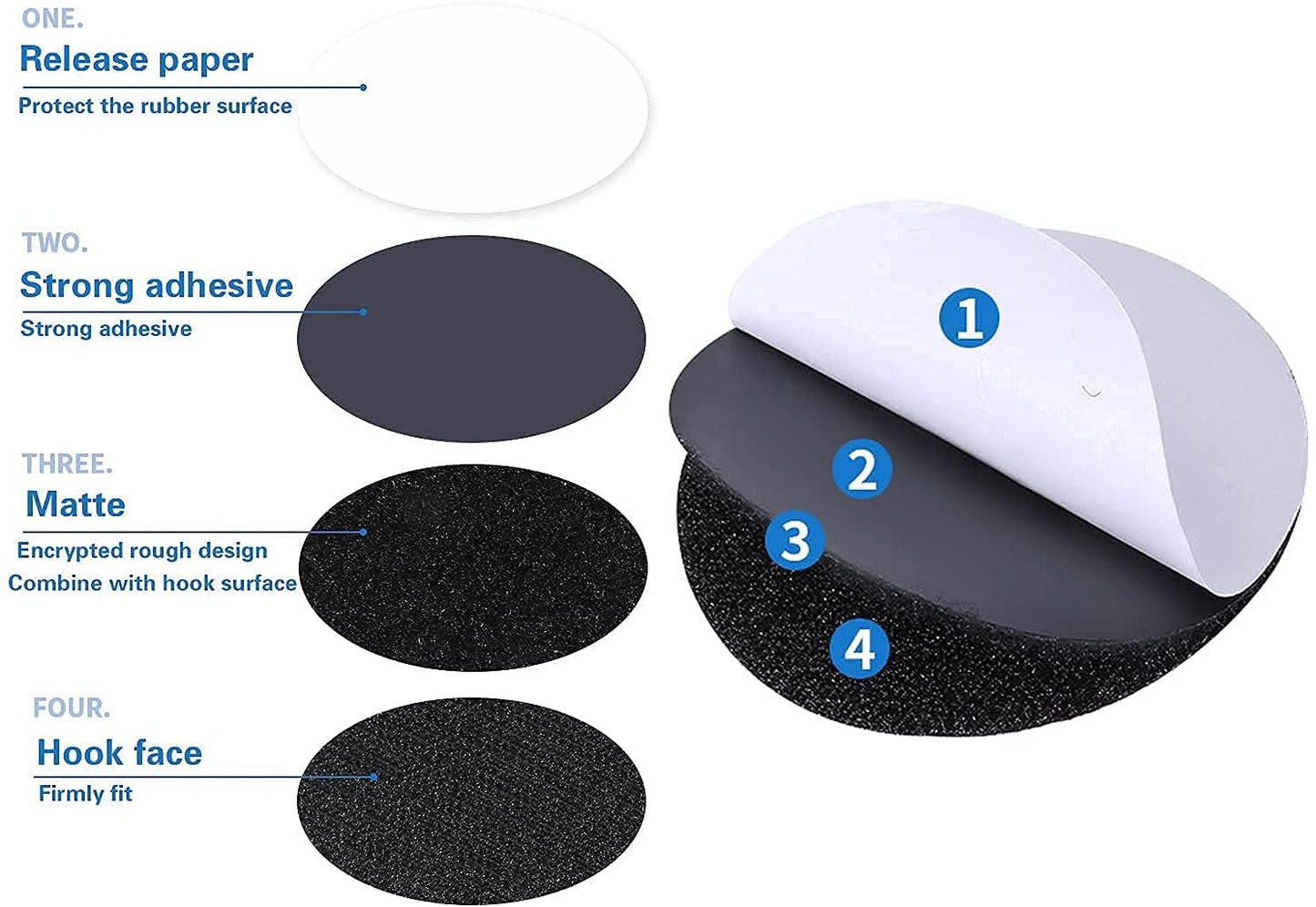Anti-Slip Velcro Tape Dots – Self Adhesive Double-Sided Grip for Carpets, Bedsheets & Rugs- f