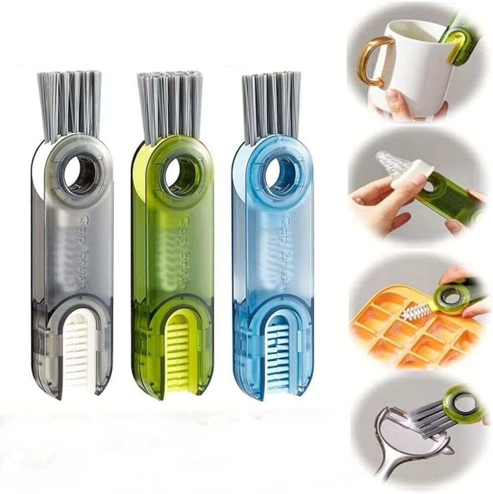 Bottle Cleaning Brush Combo- 2 long silicone brush + 2 bottle lid cleaning brush .f