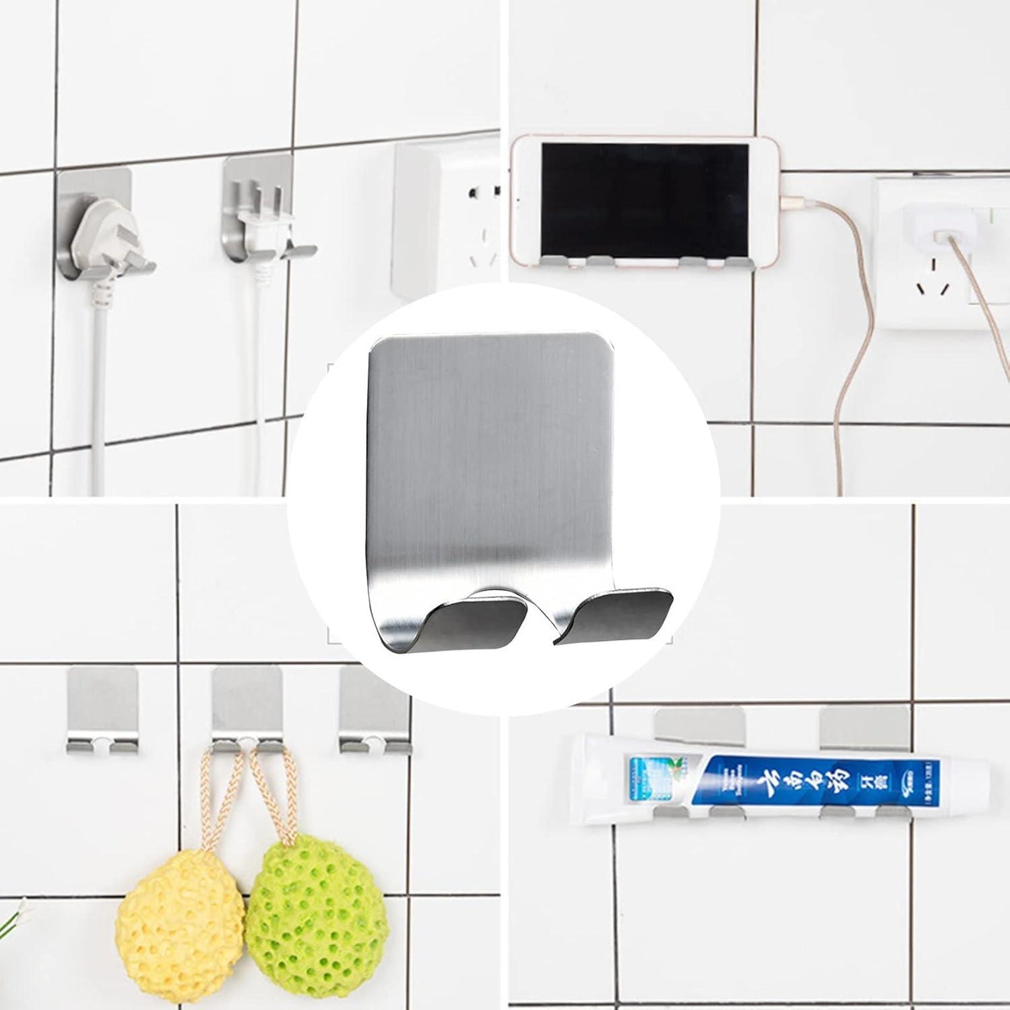 Multipurpose Wall Mounted Holder- Self-Adhesive Organizer for Phone, Charger & Accessories :f