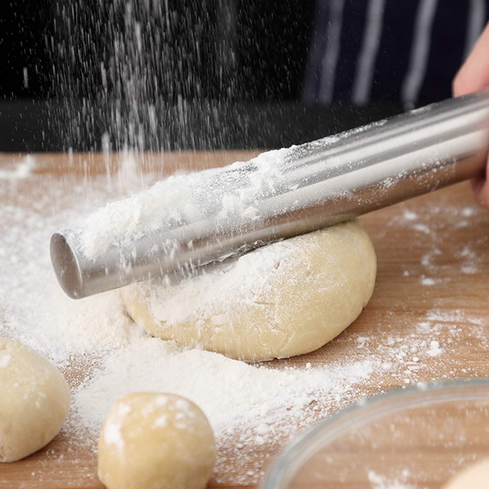 Multipurpose Stainless Steel Rolling Pin | Smooth Dough Roller & Roti Belan :f