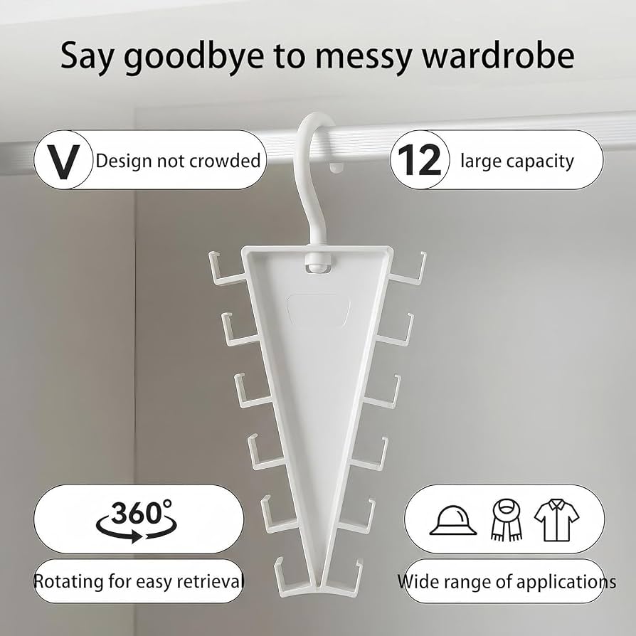 V-Shaped Clothing Organizer Hanger | 12-Hook Double-Sided Closet Storage :f