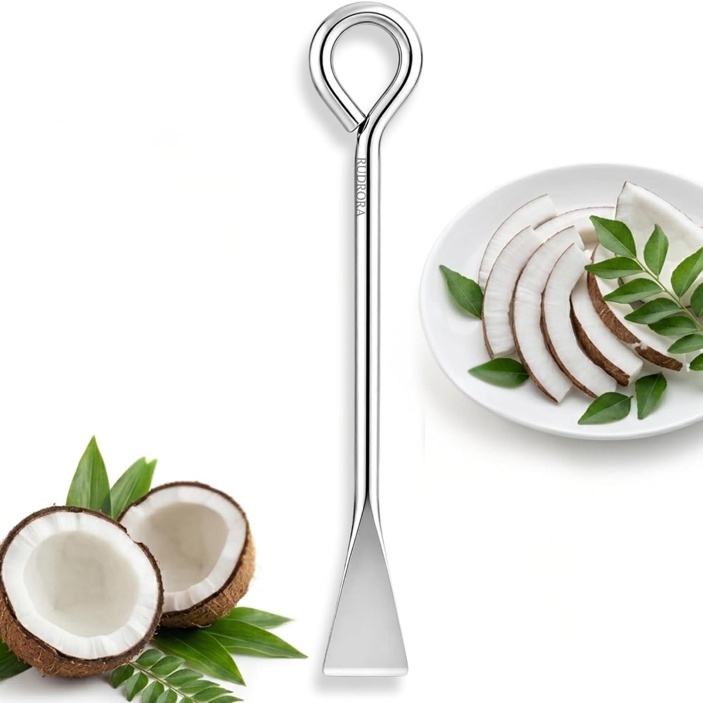 Coconut Slicer, Cutter & Remover – Stainless Steel 2 Pack | Coconut Core Pit Remover & Skin Peeler :f