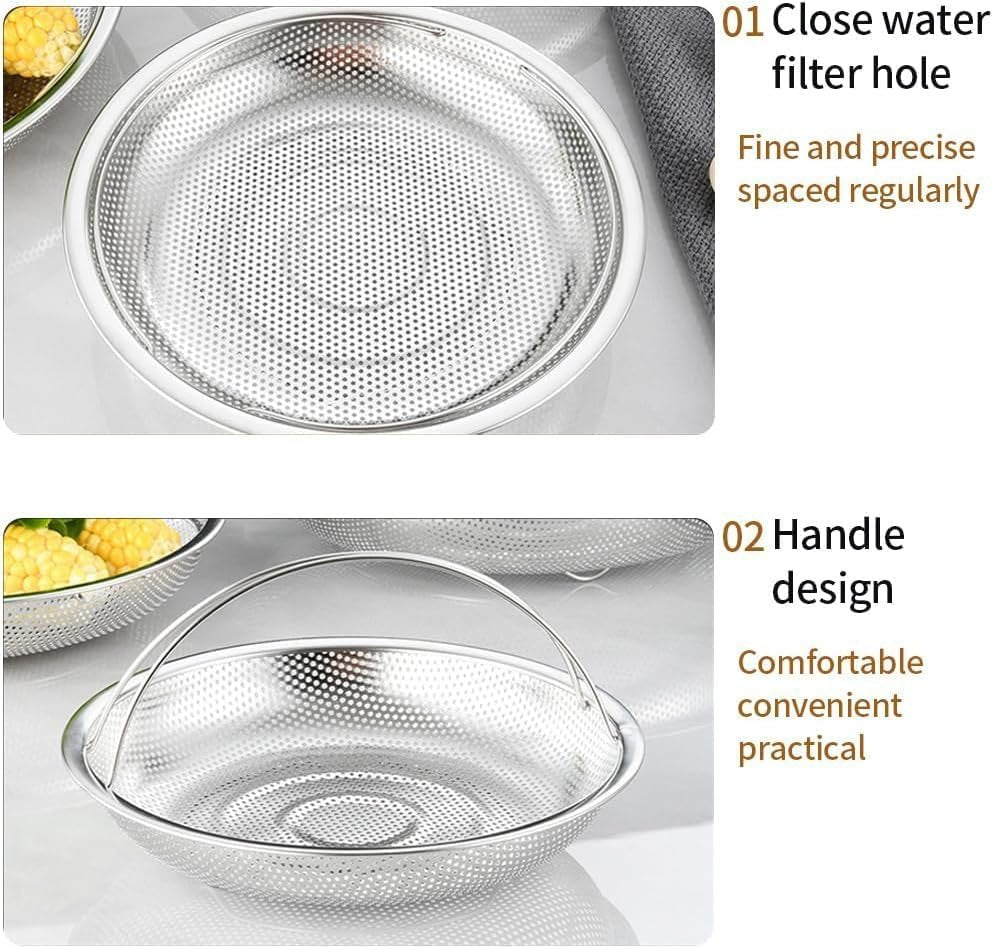 Multi-Purpose Stainless Steel Steaming & Draining Mesh Basket: f