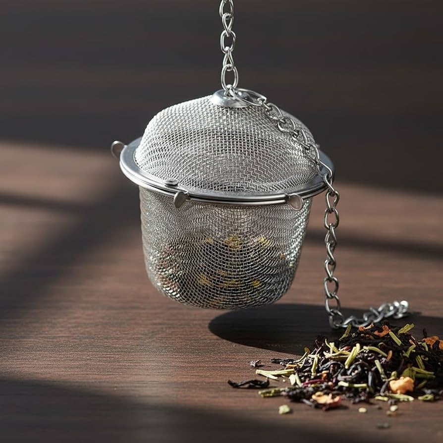Reusable Stainless Steel Tea Infuser | Mesh Tea Filter with Hook & Long Chain :f