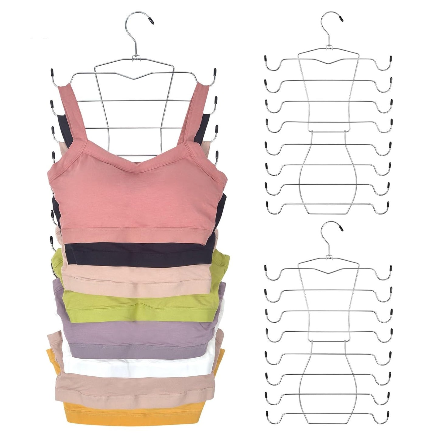 8 Layer Clothes Organizer steel Hanger – Perfect for Tank Tops, Bras & Scarves; f