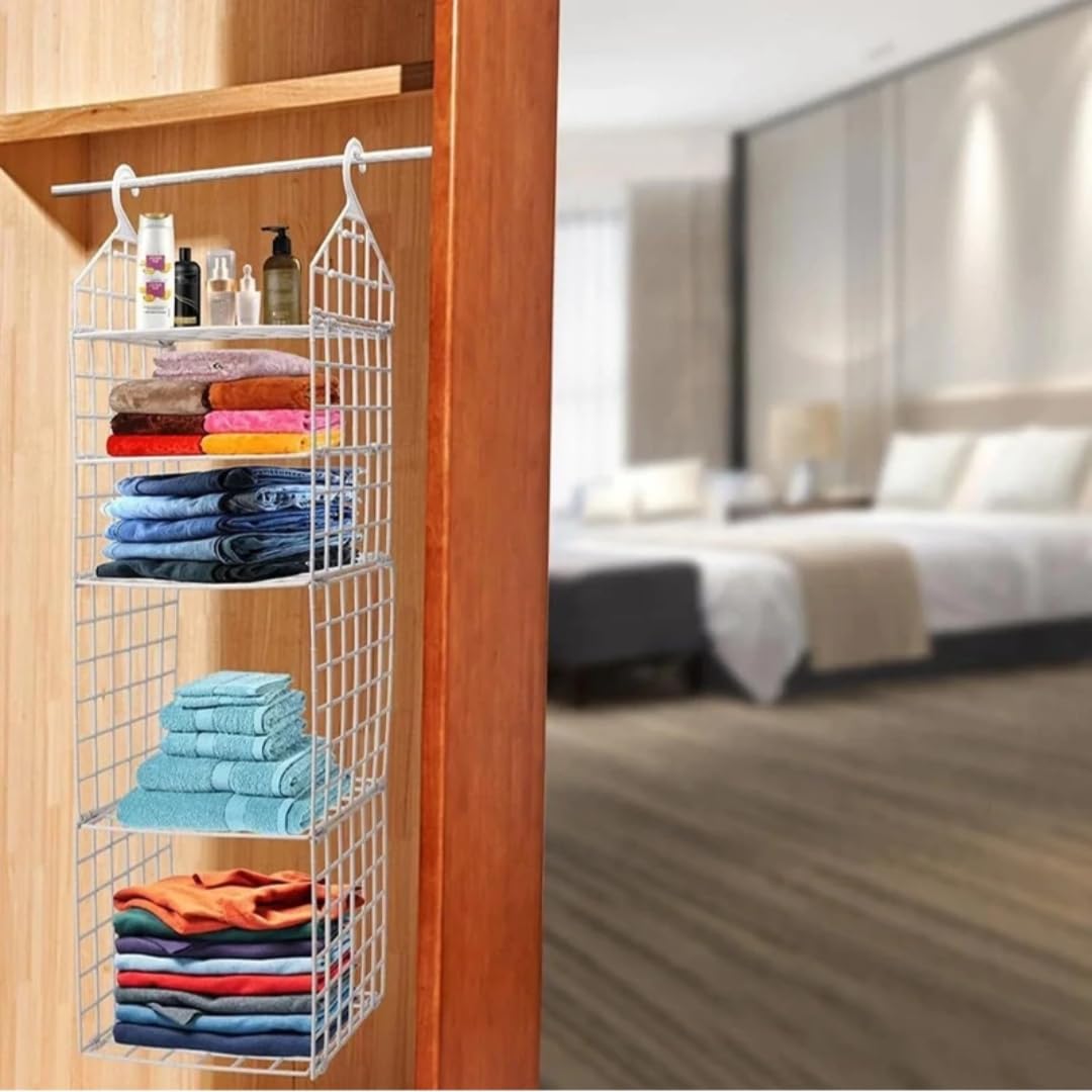 Foldable 5-Tier Clothes Storage Rack | Hanging Closet Organizer Shelf for Students, Home & Dorm Rooms :f