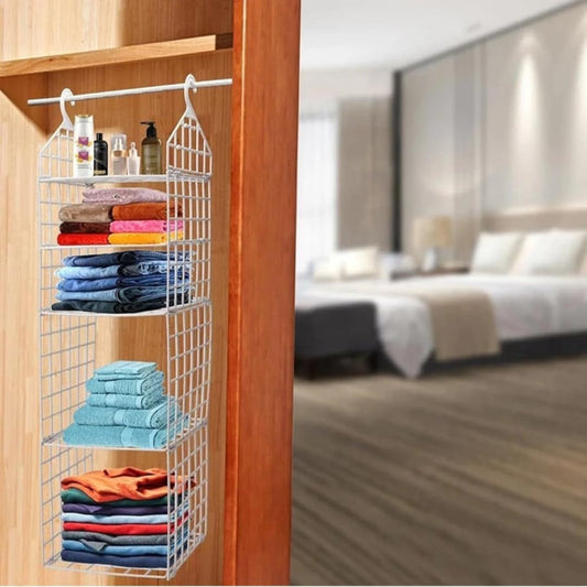 Foldable 5-Tier Clothes Storage Rack | Hanging Closet Organizer Shelf for Students, Home & Dorm Rooms :f