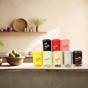 8-Piece Spice Jar Set (300ml Each) – BPA-Free Plastic Kitchen Storage Containers for Sugar & Spices: g