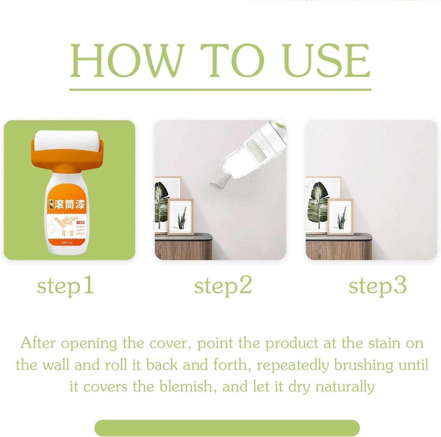 All-in-One Wall Repair Roller Brush – Covers Cracks, Scratches & Dirty Wall Stains: f