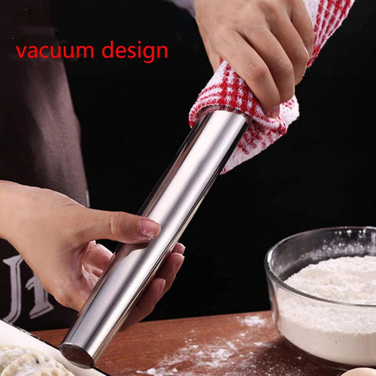 Multipurpose Stainless Steel Rolling Pin | Smooth Dough Roller & Roti Belan :f