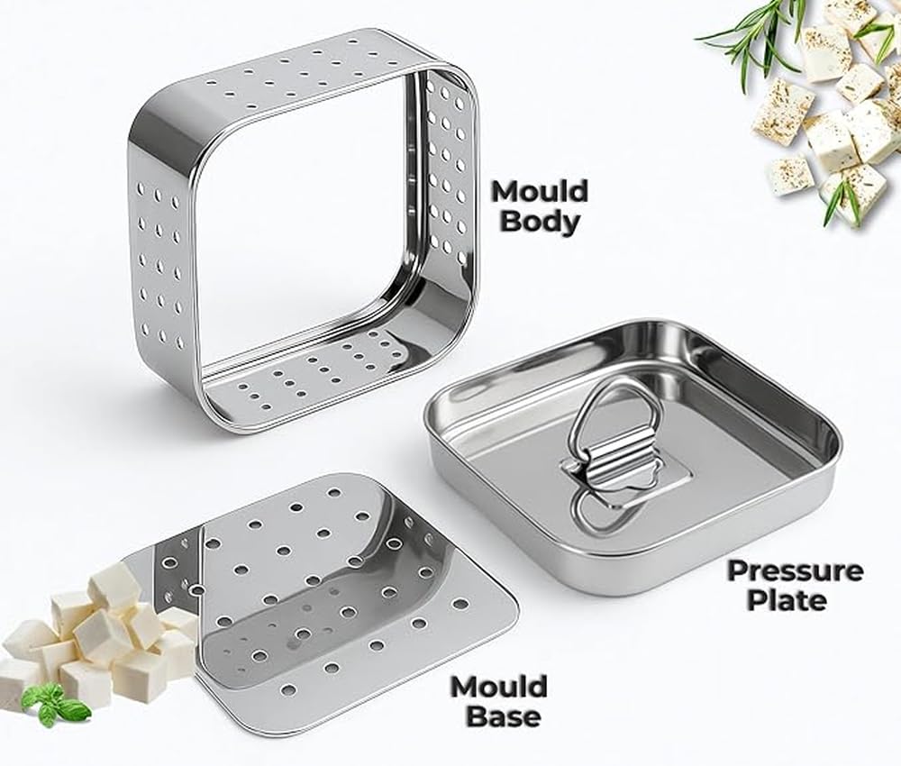 Homemade Paneer Maker Kit – Stainless Steel Press Mould for Fresh Paneer, Tofu & Cheese: f