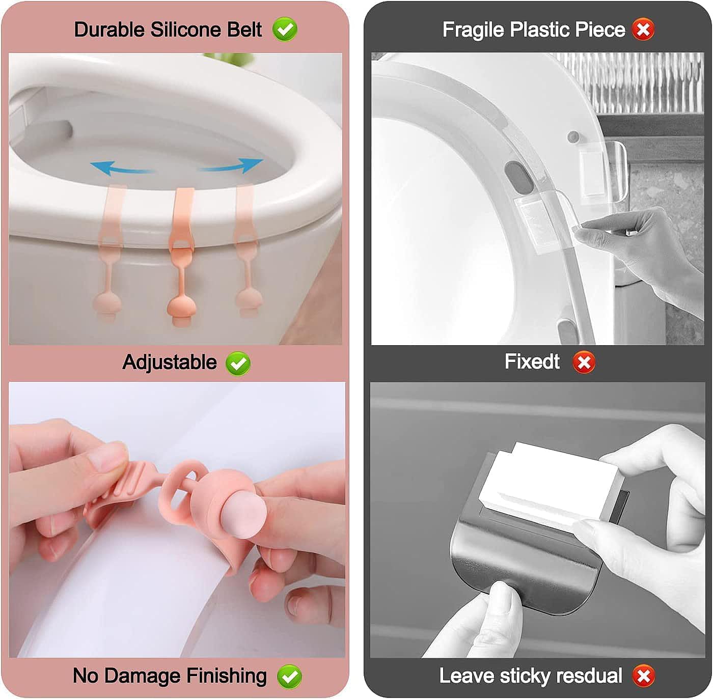 Silicone Toilet Seat Lifter Handle (Pack of 4) – Self-Adhesive Hygienic Toilet Cover Clip; f