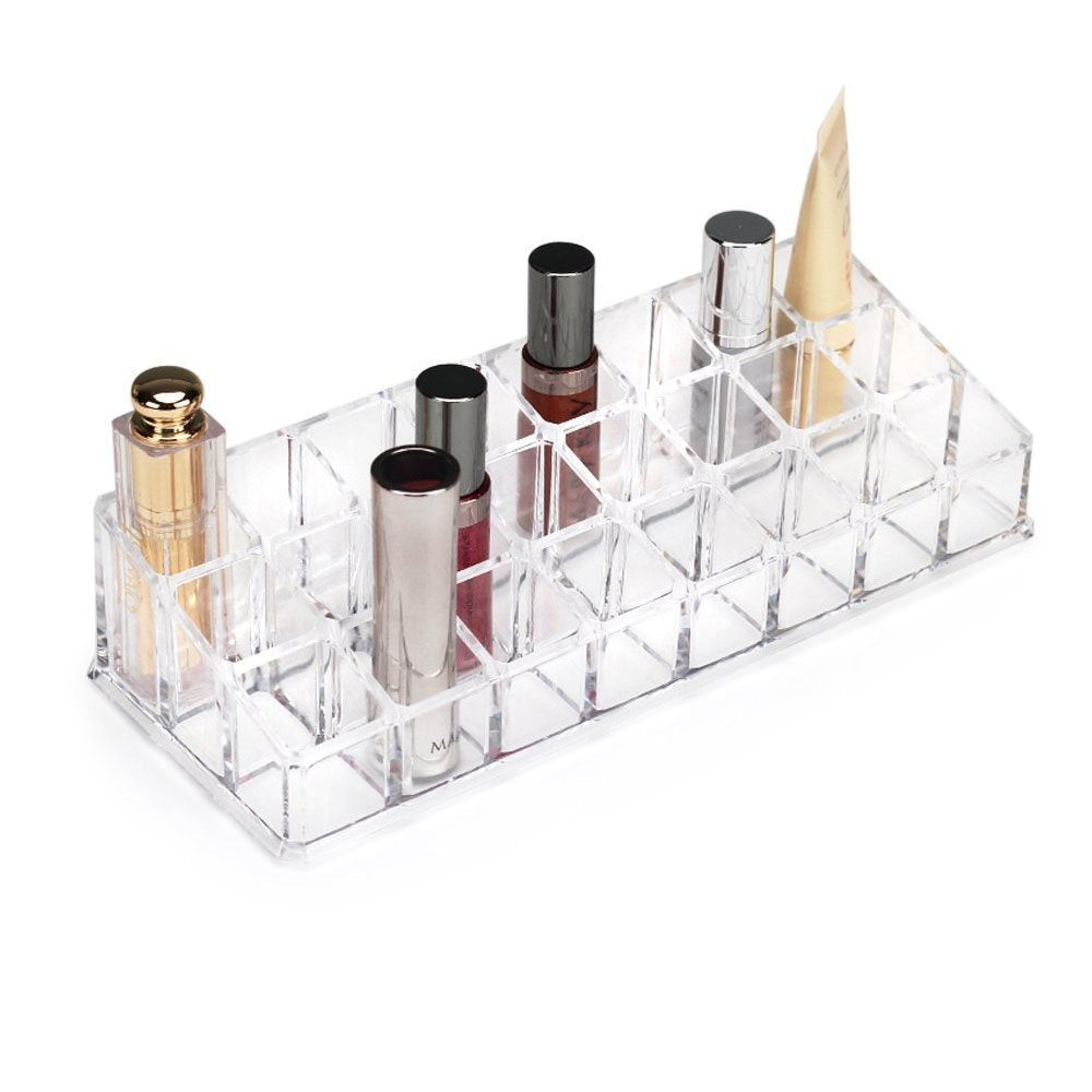 24 Slot Lipstick & Nail Polish Organizer – Transparent Makeup Storage Holder; g