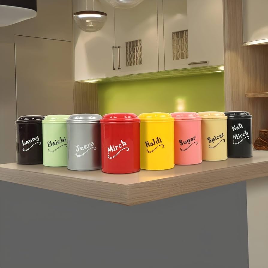 8-Piece Spice Jar Set (300ml Each) – BPA-Free Plastic Kitchen Storage Containers for Sugar & Spices: g