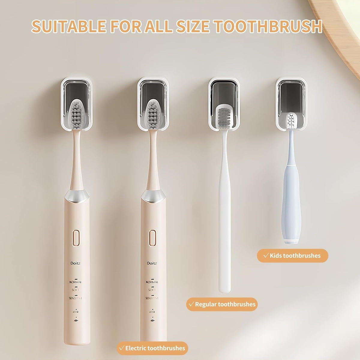Wall Mounted Toothbrush Holder with Flip Cover | Single Slot Toothbrush Organizer :f