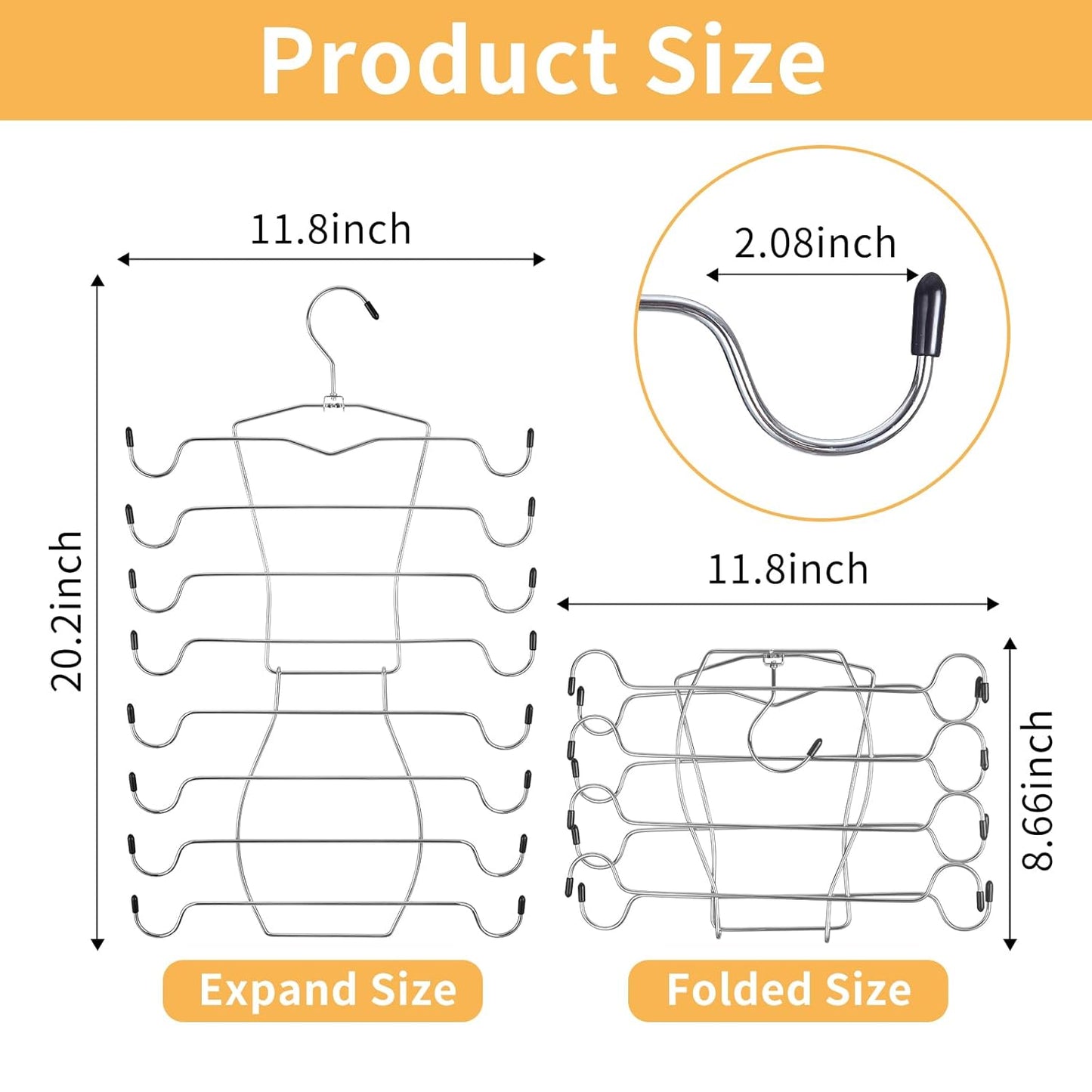 8 Layer Clothes Organizer steel Hanger – Perfect for Tank Tops, Bras & Scarves; f