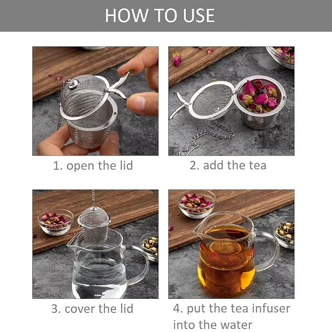 Reusable Stainless Steel Tea Infuser | Mesh Tea Filter with Hook & Long Chain :f