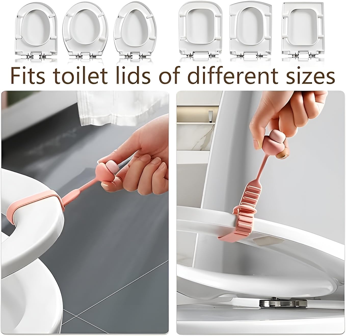 Silicone Toilet Seat Lifter Handle (Pack of 4) – Self-Adhesive Hygienic Toilet Cover Clip; f